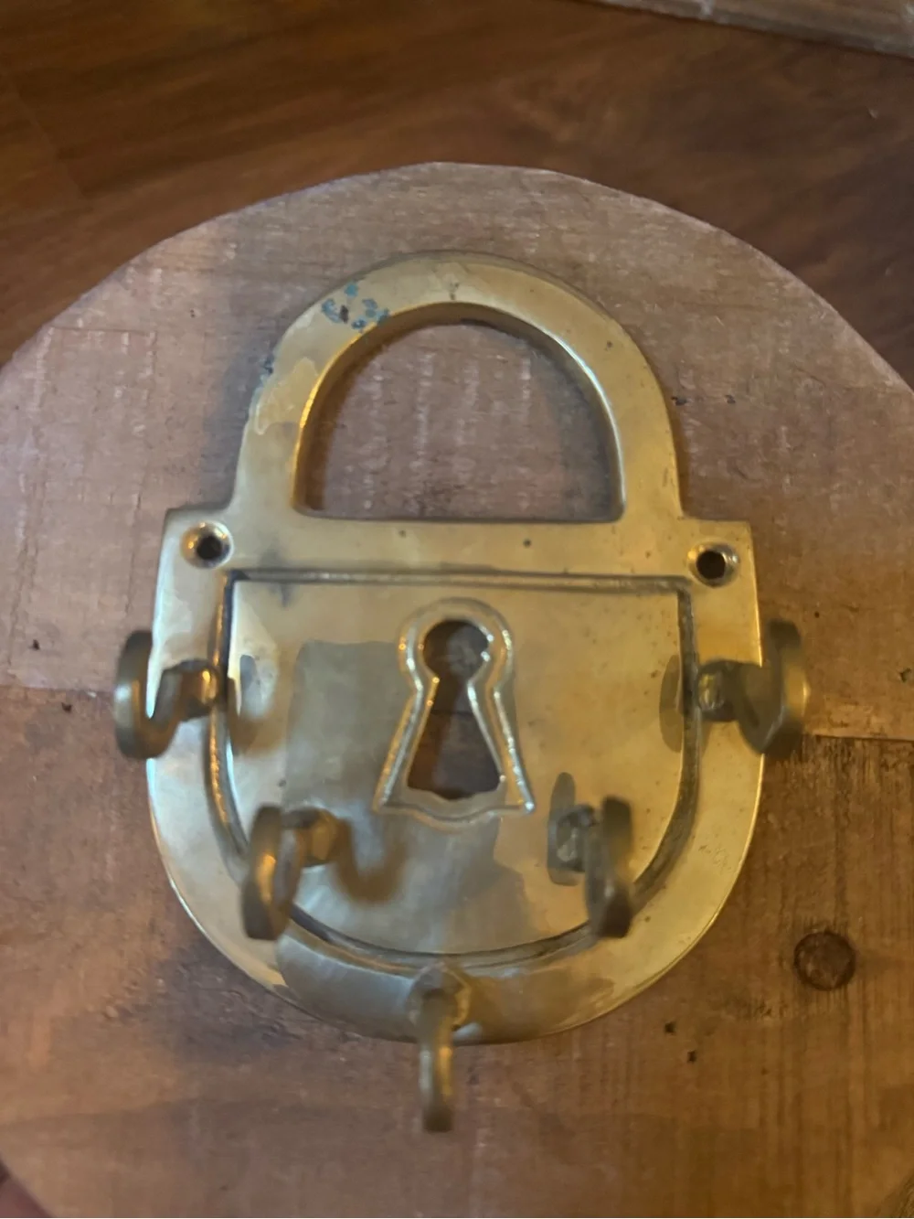 Vintage Brass Lock Key Holder With Hooks,  Unique 5